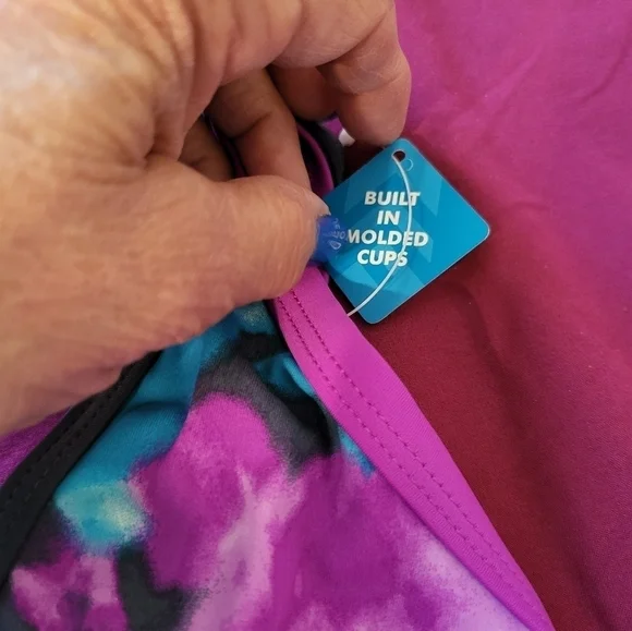 NWT Free Country TikiTieDye Sporty Tankini Small berry and slate colors - Picture 10 of 15